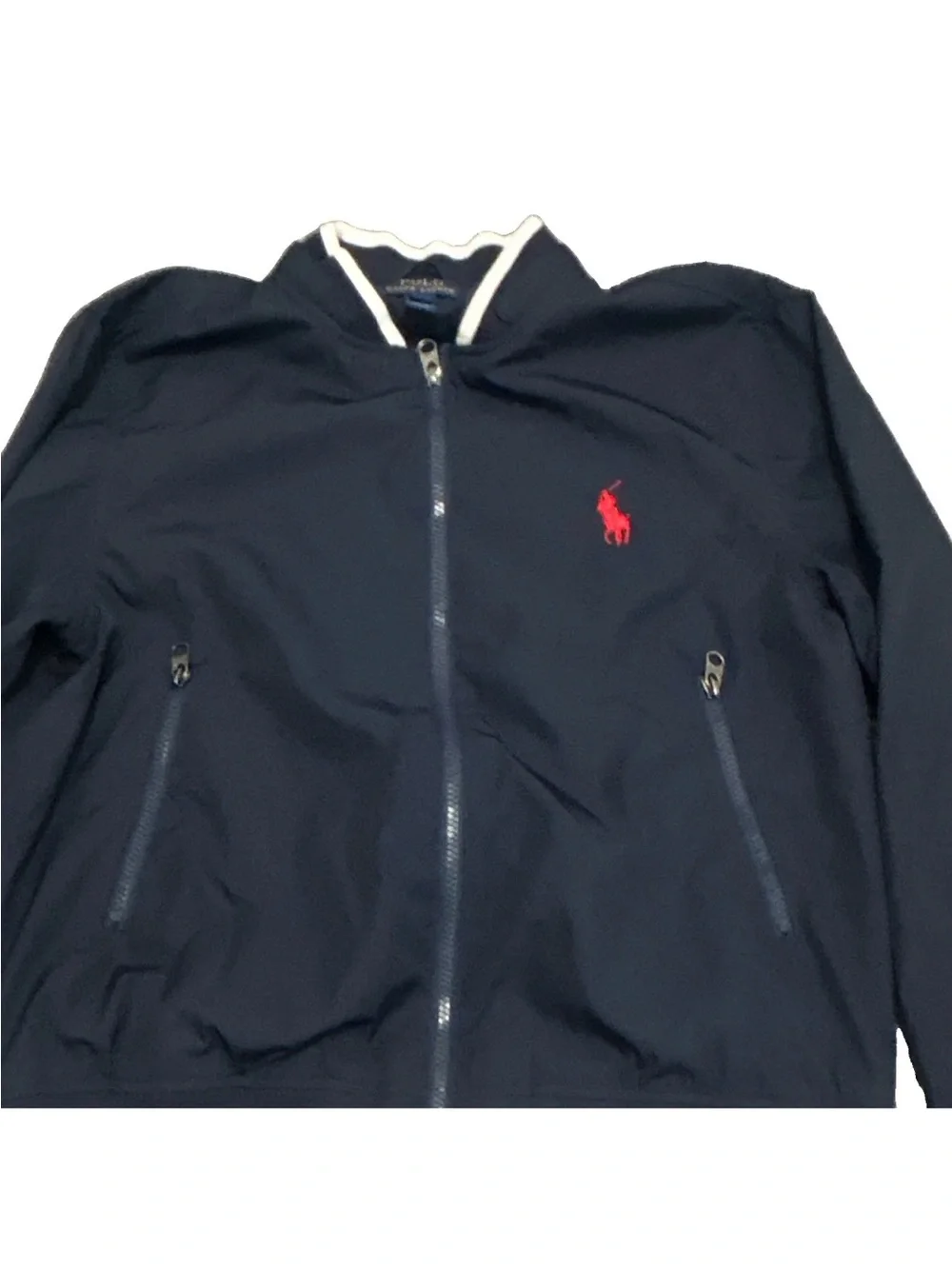 Ralph Lauren Navy Jacket with Red Polo Emblem